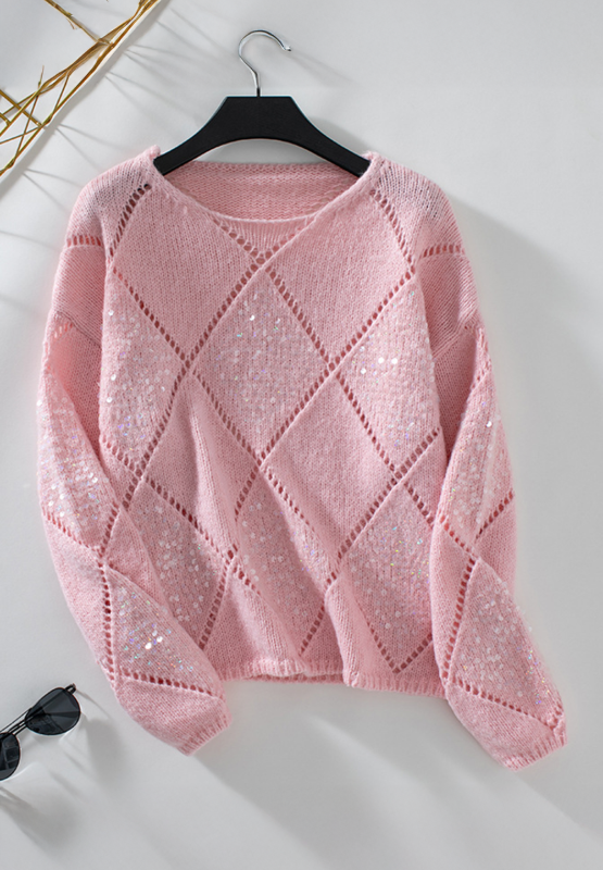 Openwork Sequin Sweater
