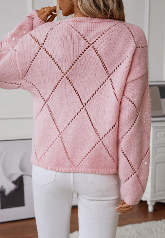 Openwork Sequin Sweater
