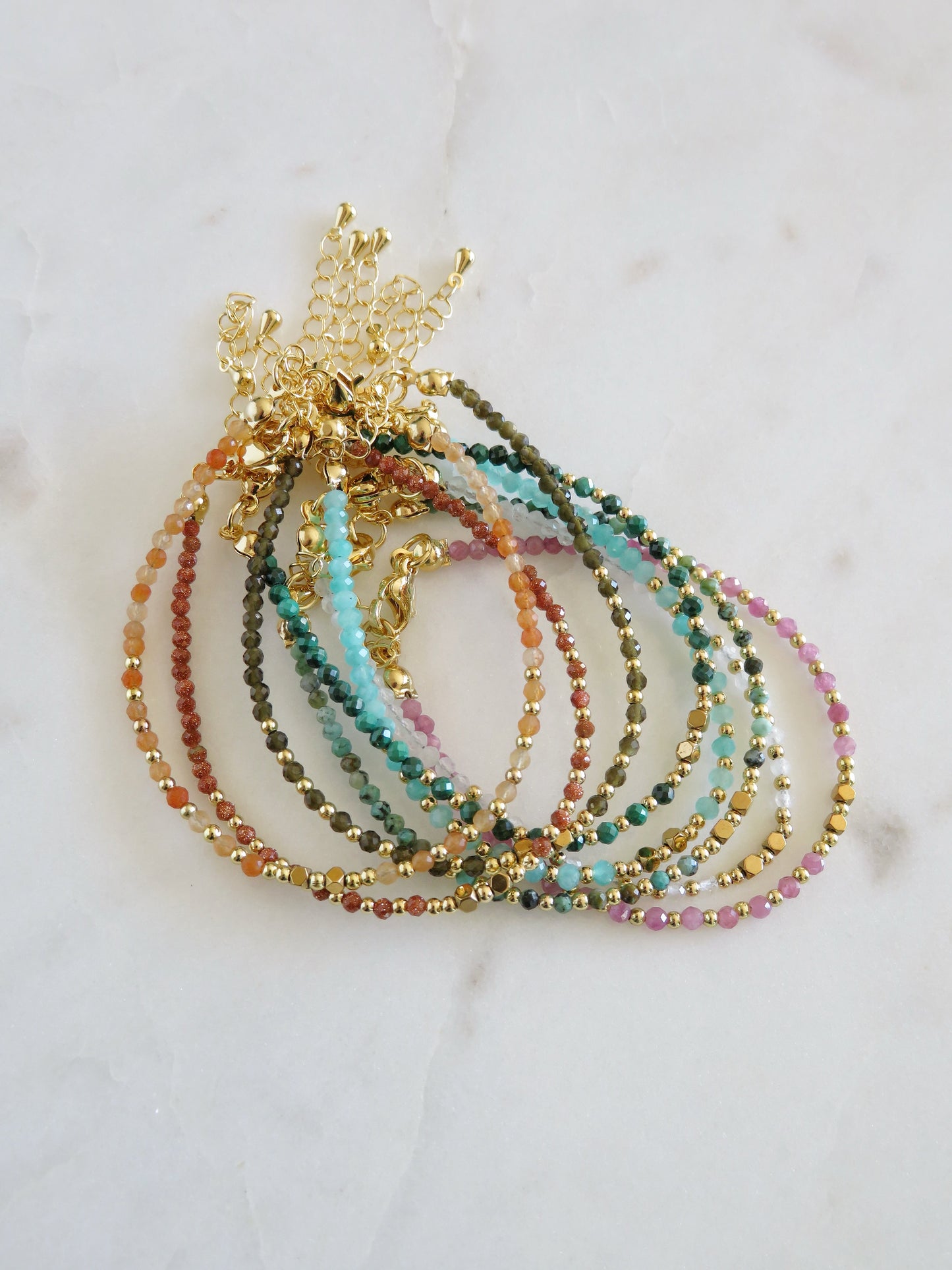 Crystal Beaded Charm Bar Bracelets