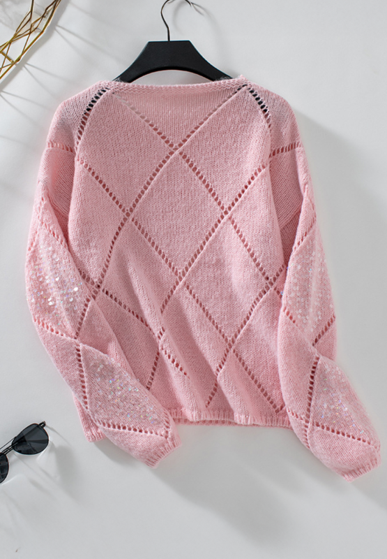 Openwork Sequin Sweater