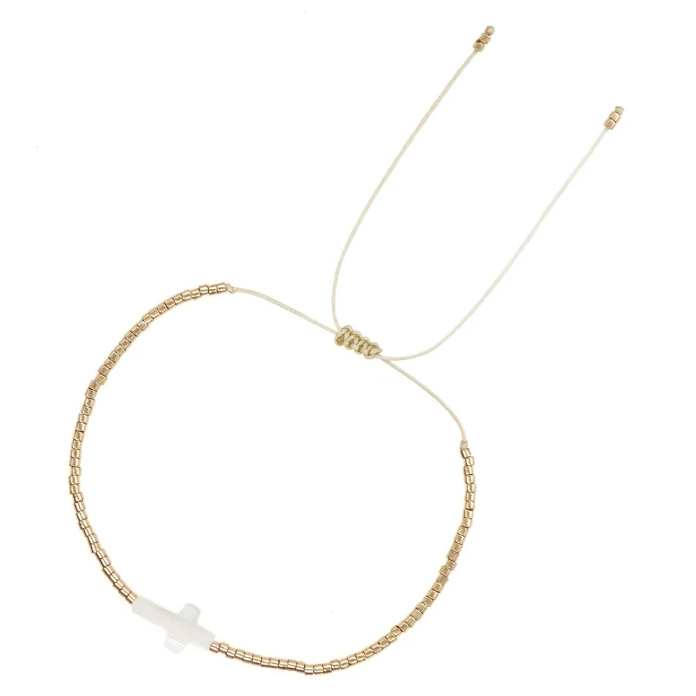 Pearl Holy Cross Beaded Bracelet