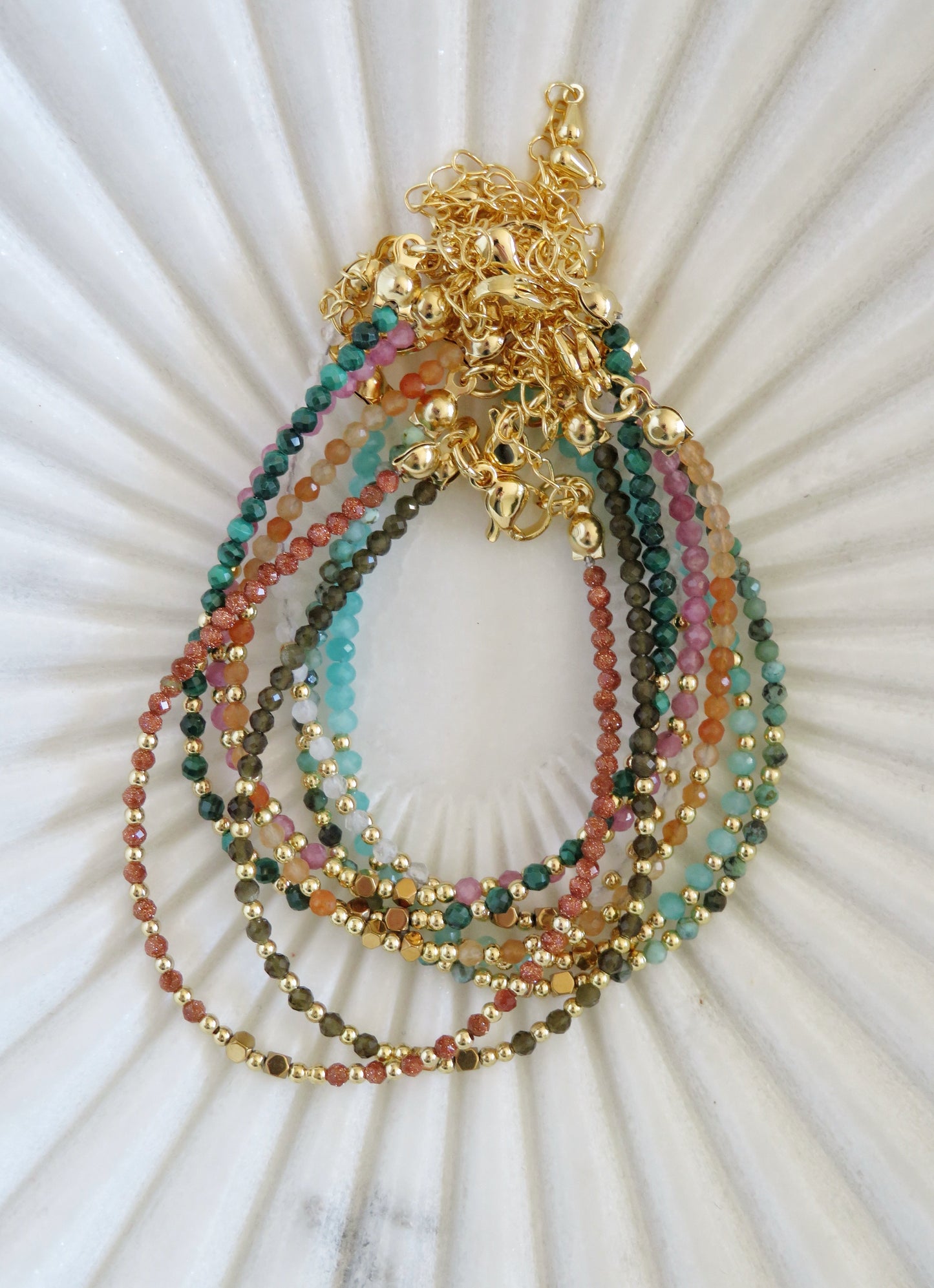 Crystal Beaded Charm Bar Bracelets