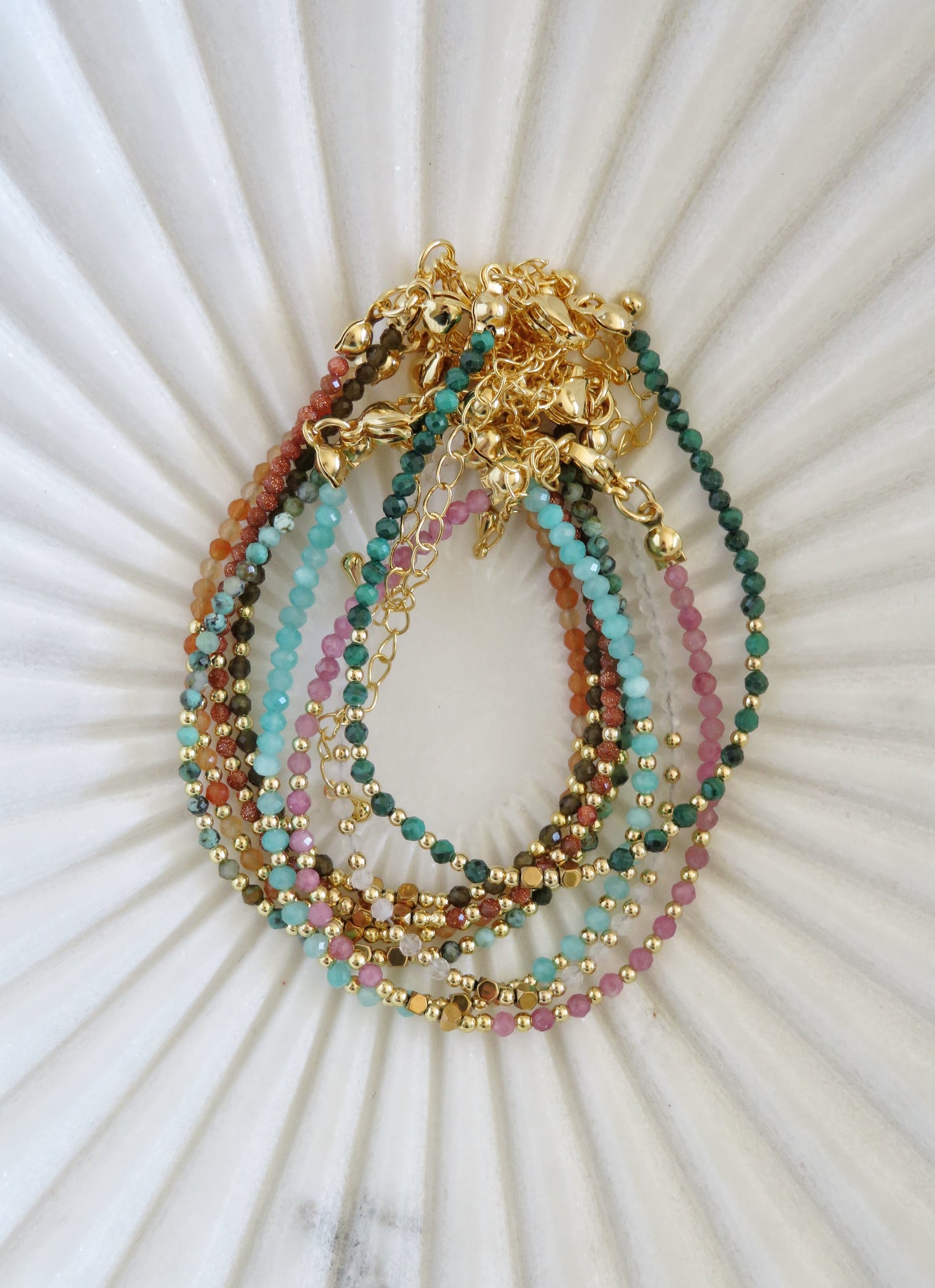 Crystal Beaded Charm Bar Bracelets