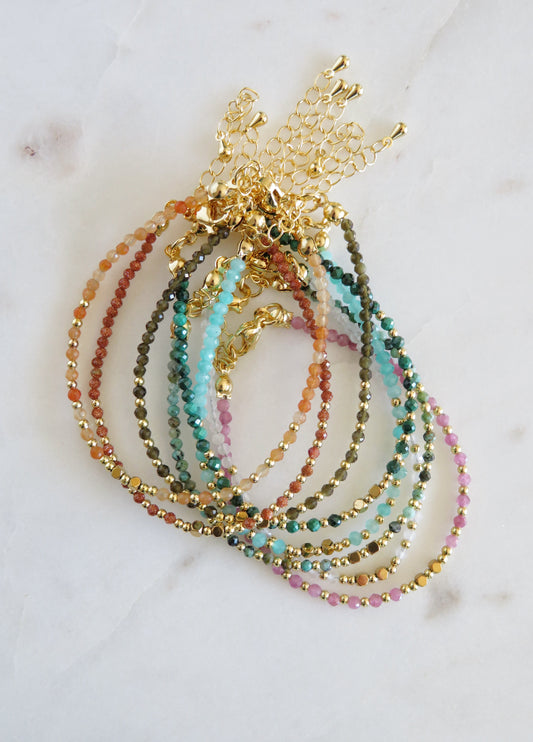 Crystal Beaded Charm Bar Bracelets