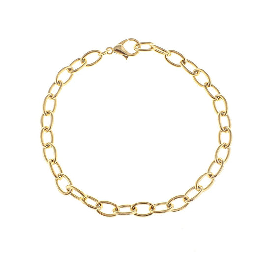 Charm Bar Anklets 9.5”  - Cable Link 18k Gold Plated