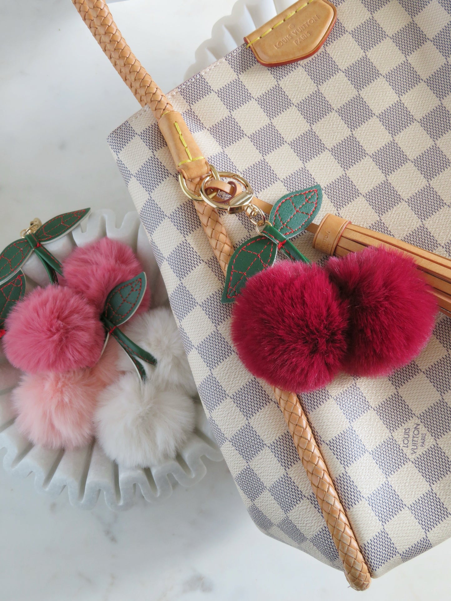 Cherry Fur Key Chain/ Bag Charm