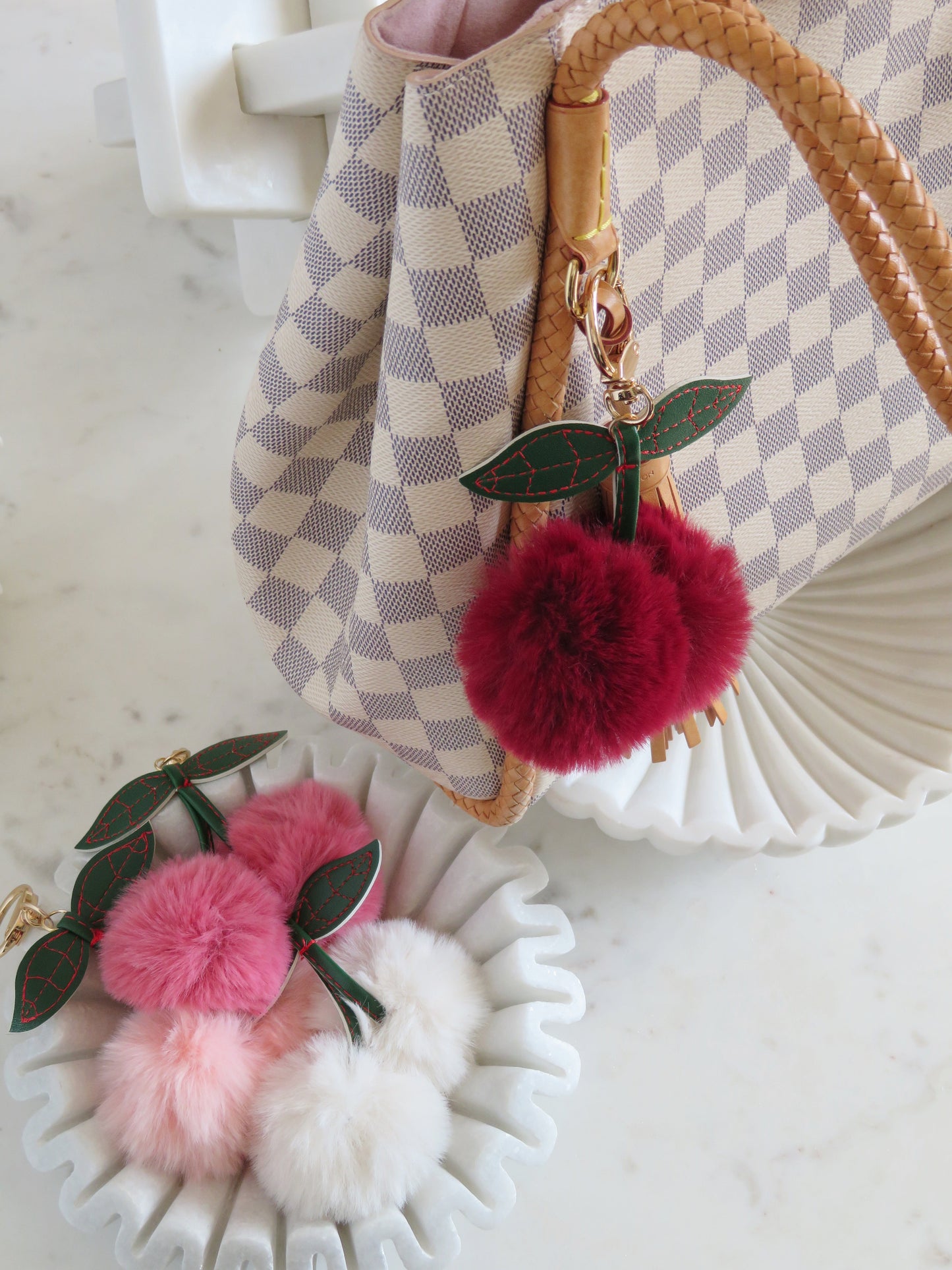 Cherry Fur Key Chain/ Bag Charm
