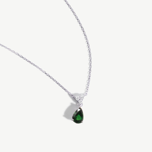 Jardin Vert Tsavorite 18K White Gold Diamond Pendant
