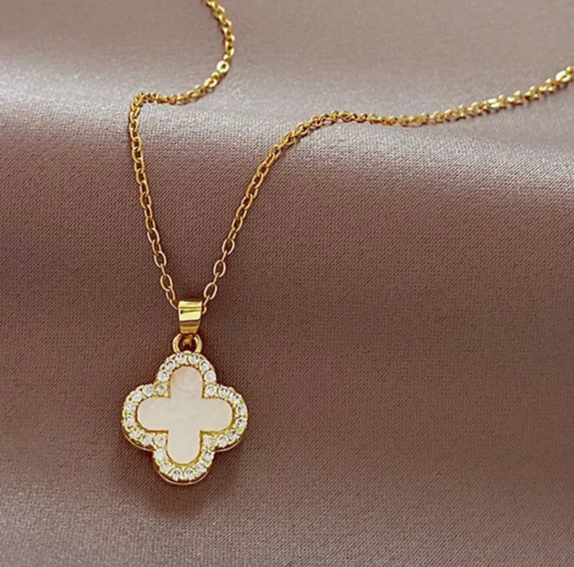 Pearl Shell Diamond Clover - Love. Luck. Hope & Faith
